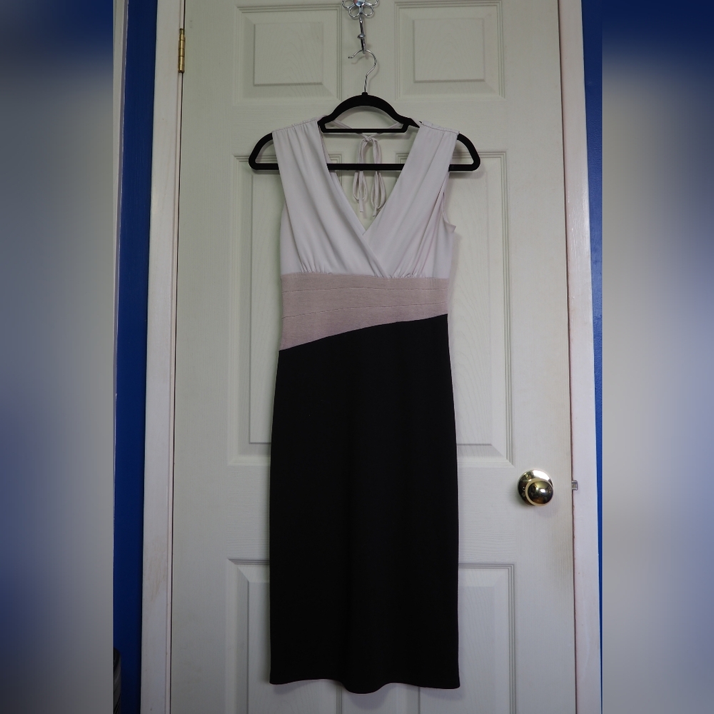 Semi-formal Black and White Sleeveless Dress